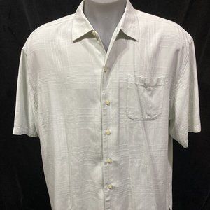 Tommy Bahama Mens XLXTGT Silk Green Short Sleeve Camp Shirt Ribbed Textured